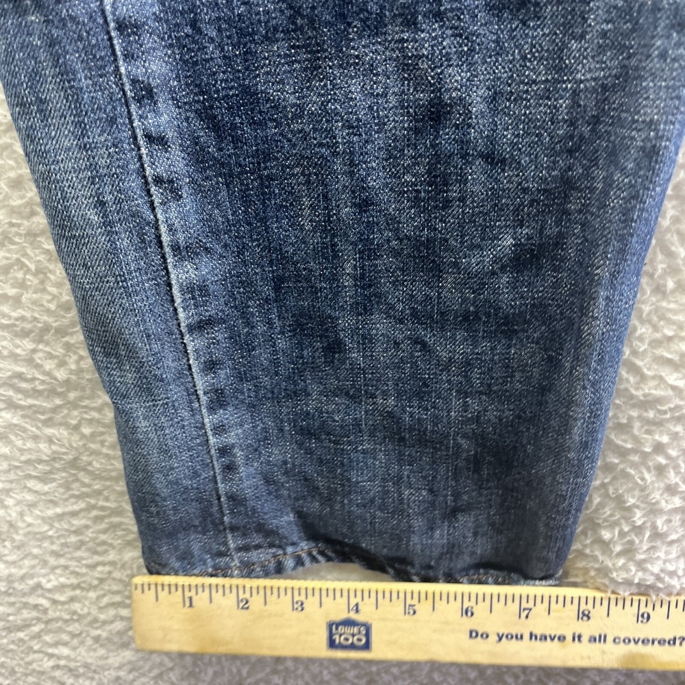 Levis Jeans Mens 33x32 Blue 514 Slim Straight Original Chore Grunge Thrashed Fit - Picture 7 of 16